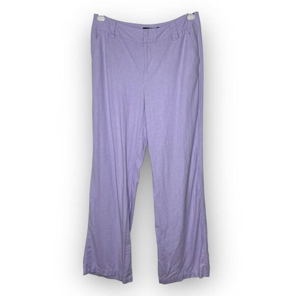 Chadwicks Purple Linen Blend Wide Leg Pants Women’s Size 12 Tall - Picture 1 of 9